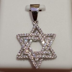 925 STAR OF DAVID Silver Star Pendant Diamond Simulant Iced Out Charm